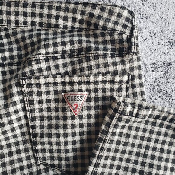 Iconic Y2k Guess Jeans Black White Gingham Check Stretchy Low Rise Jeans - Picture 11 of 16